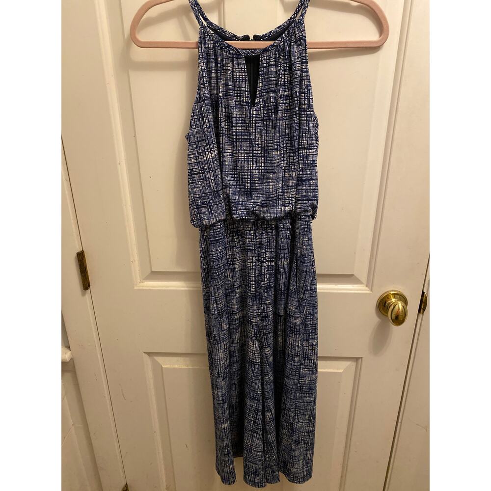 Brand New Roz & Ali Women's Size XS Petite Sleeveless Jumpsuit Pockets Blue
